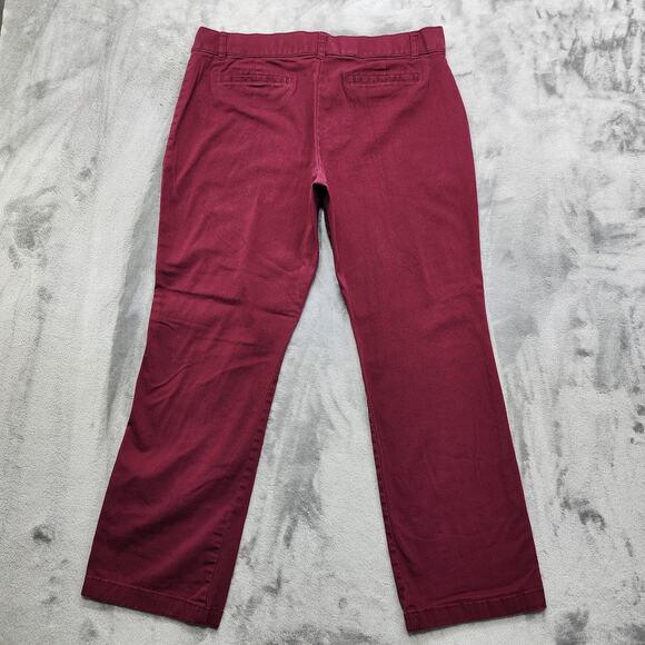 White Stag Pants Womens 16 Red Burgundy Double Button Straight Stretch Cotton - Picture 2 of 10